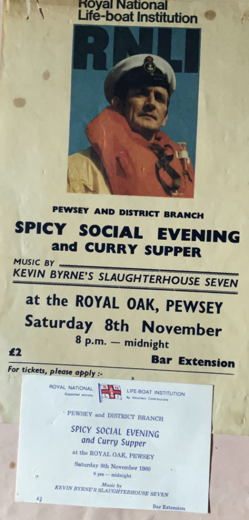 Advert for 1980 supper in aid of RNLI with music by SH7